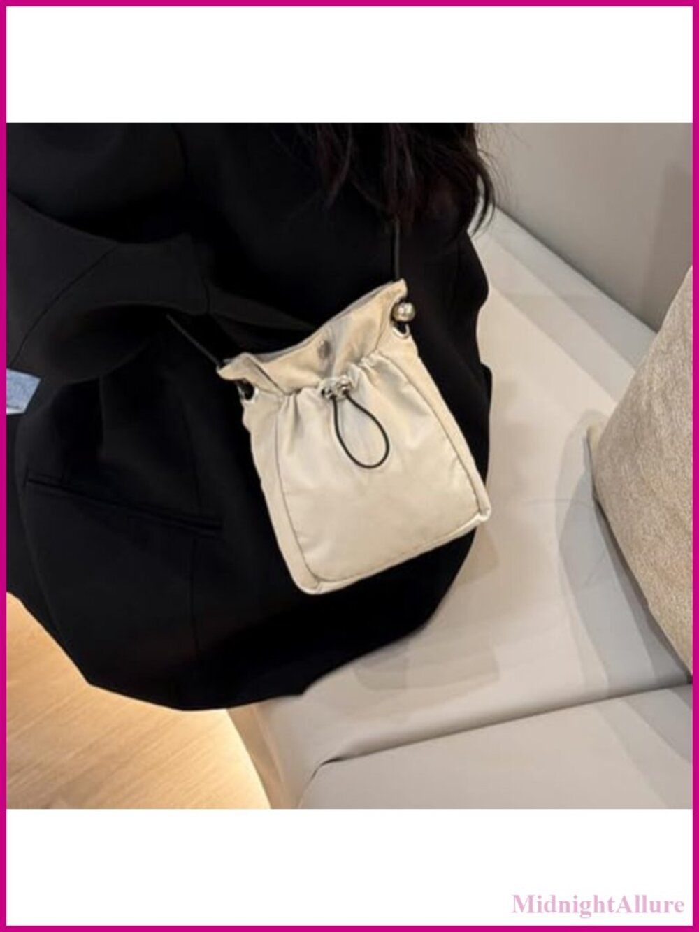 Nylon Crossbody Bag Drawstring Sling Unisex Lightweight Shoulder Bag